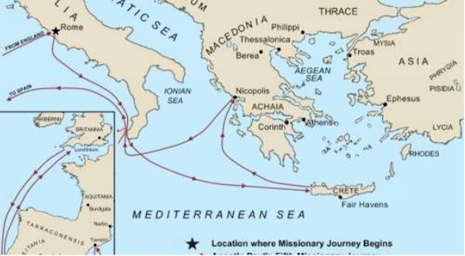 Paul Fourth Missionary Journey Map